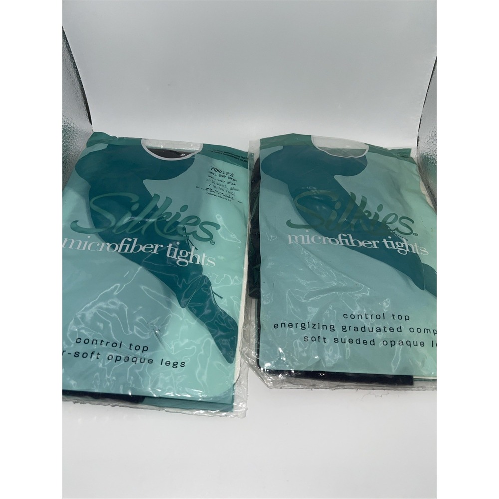 Silkies Microfiber Tights-LOT OF 2 ~ Small  Control Top Super Soft Opaque Legs